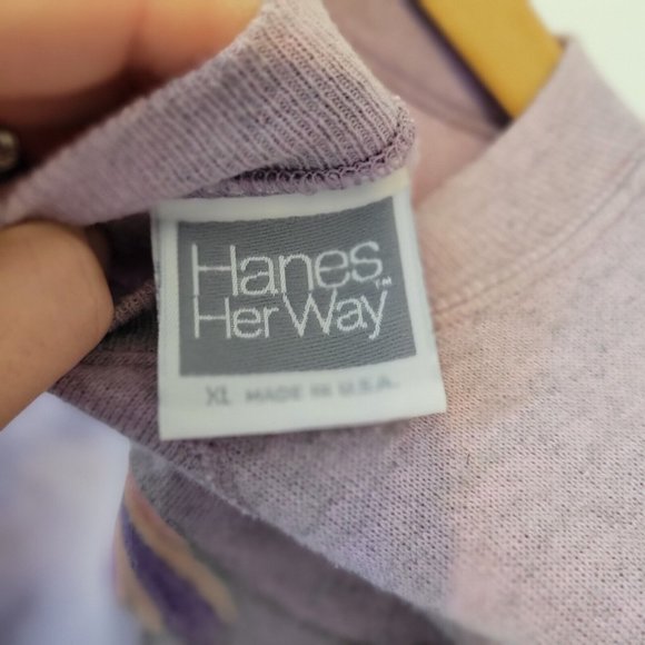 Vintage 90s Hanes Her Way Crewneck Sweatshirt XLarge lavender  Made USA - Picture 5 of 5